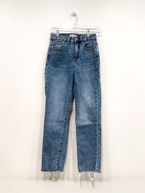 Primark High Rise Straight Leg Jeans Denim Co. Raw Hem Size 0